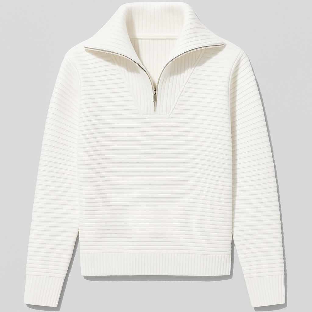 Eva | Dames Gestreepte Trui | Halve Rits