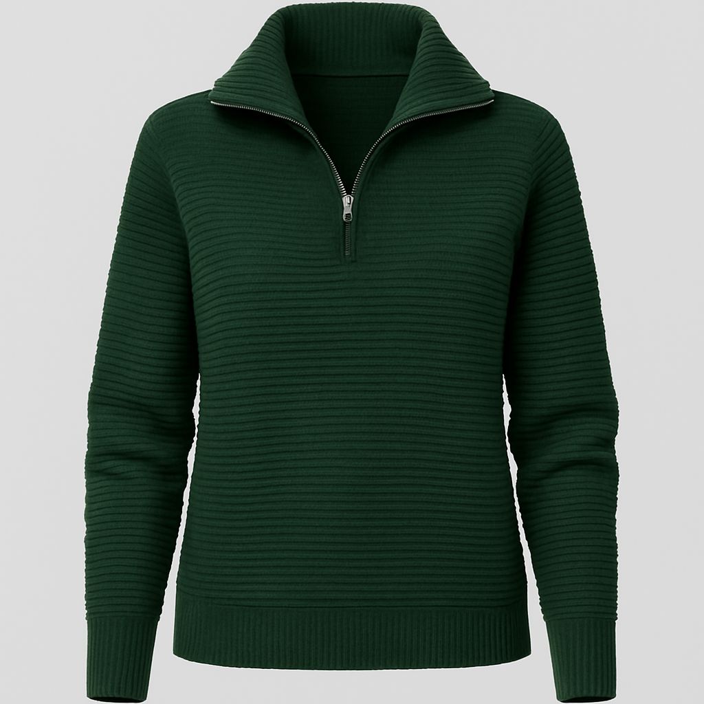 Eva | Dames Gestreepte Trui | Halve Rits