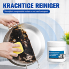 Reinigingspasta die aangebrand vuil van pannen trekt