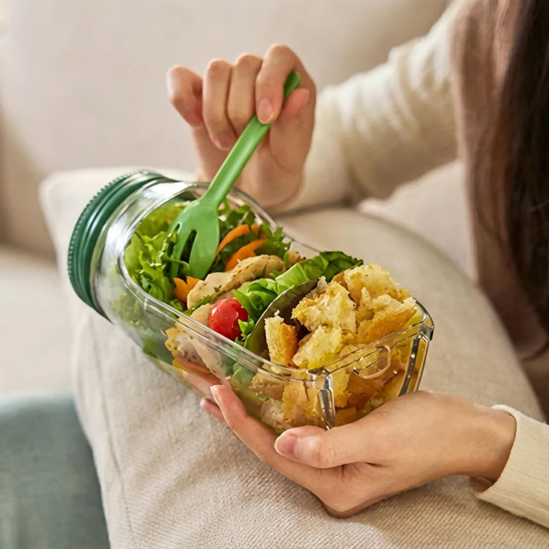 FreshLayer Salad Pod met Zijklep en Saus-cup