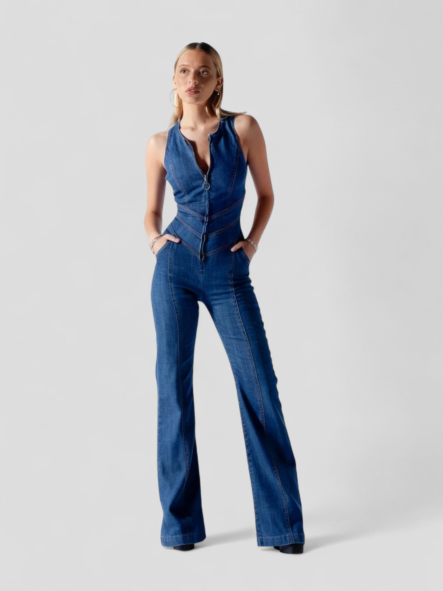 Alessia | Dames Denim Jumpsuit | Vintage Overal met Moderne Elegantie