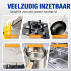 Reinigingspasta die aangebrand vuil van pannen trekt